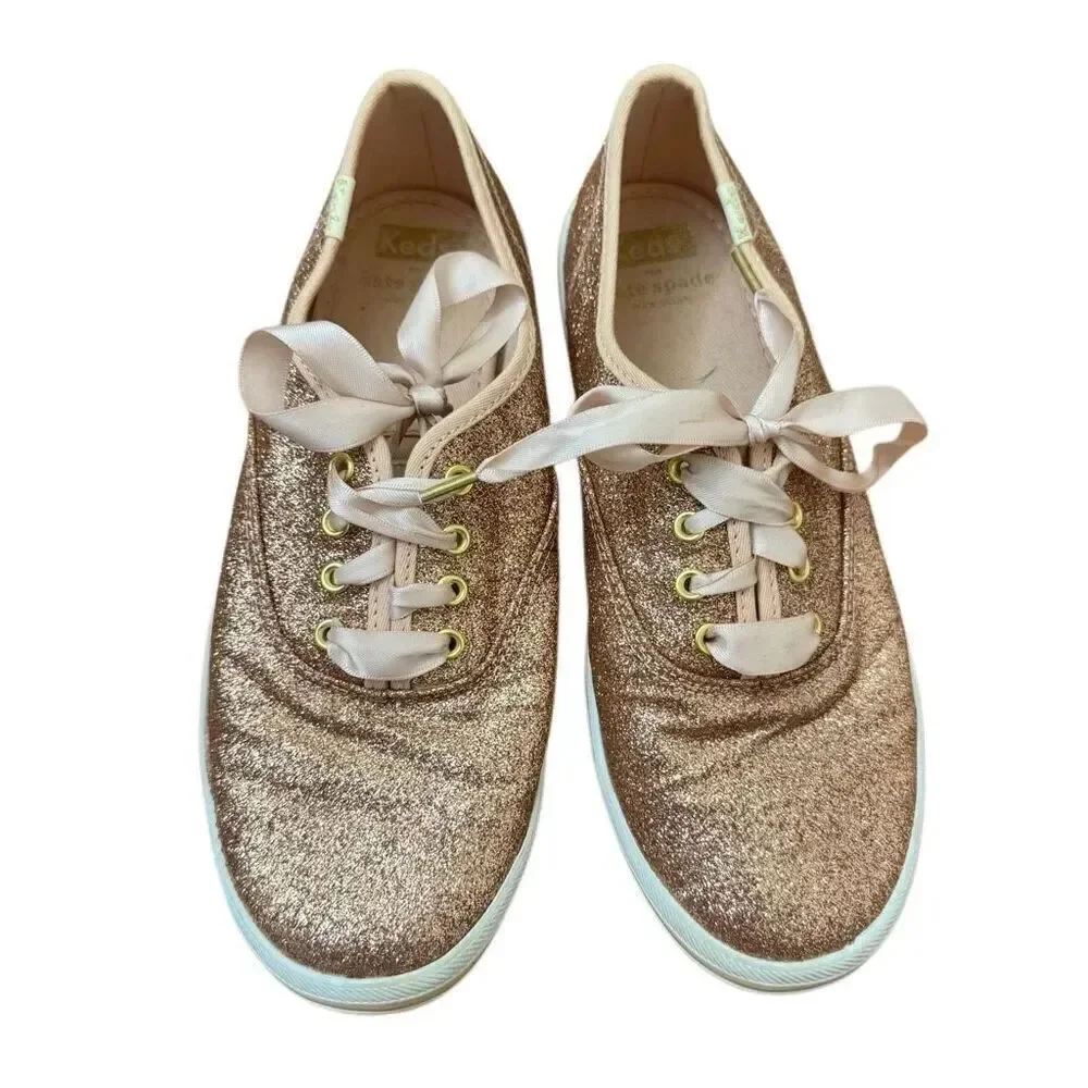 Keds x Kate Spade Rose Gold Glitter Sneakers Girls Size 4